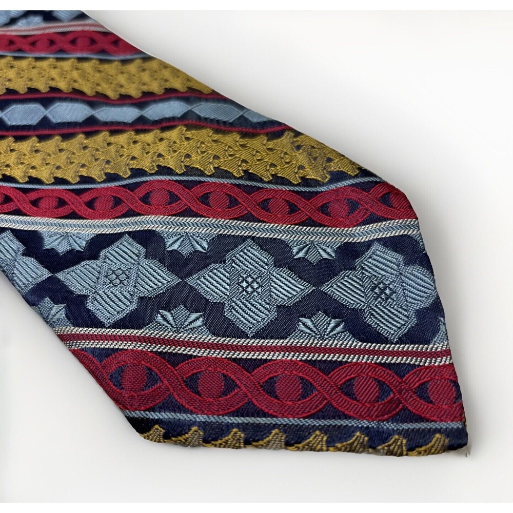 True Vintage Tie Red Yellow Blue Stripe Art to Wear Bright Bold 1970s‎ 3.5x59"